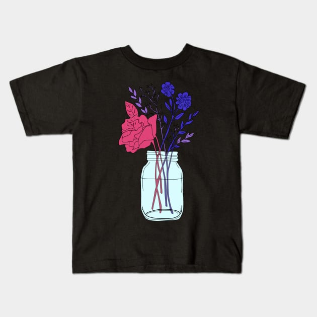 Bisexual Pride Flower Bouquet Kids T-Shirt by RyanDoodles